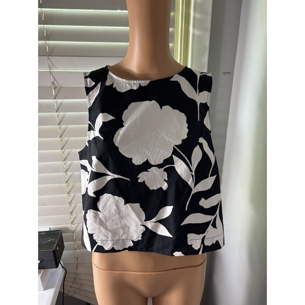 Kate Spade x Target Black White Top Floral 100% Cotton Shell Tank XS